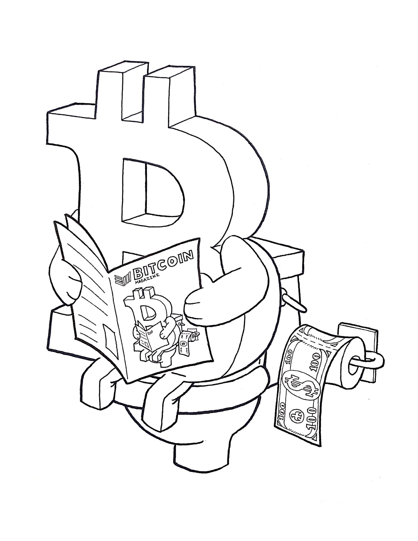 #90 Bathroom Reader - Coloring Page