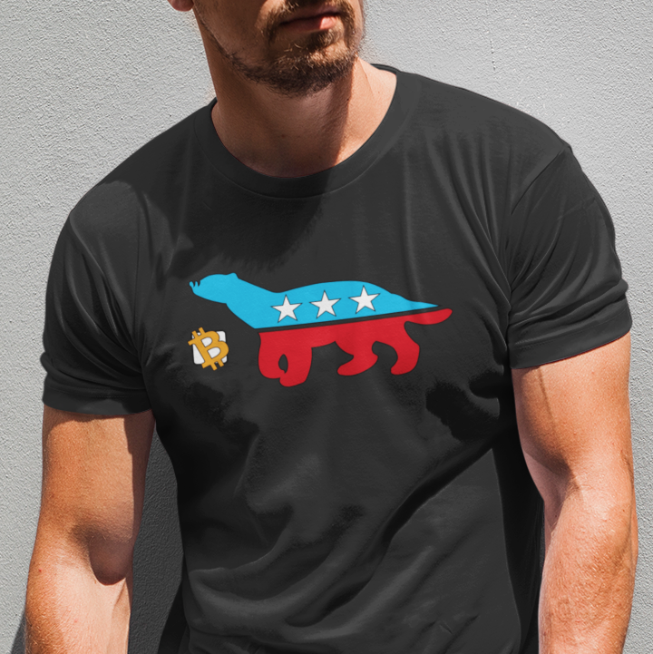 badger party bitcoin shirt side, bitcoin clothing